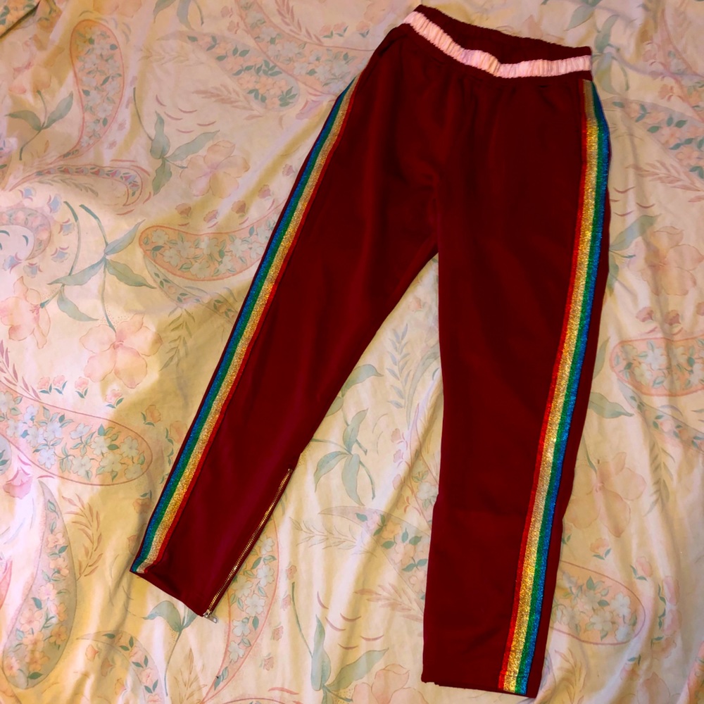 Red joggers from Fashion Nova